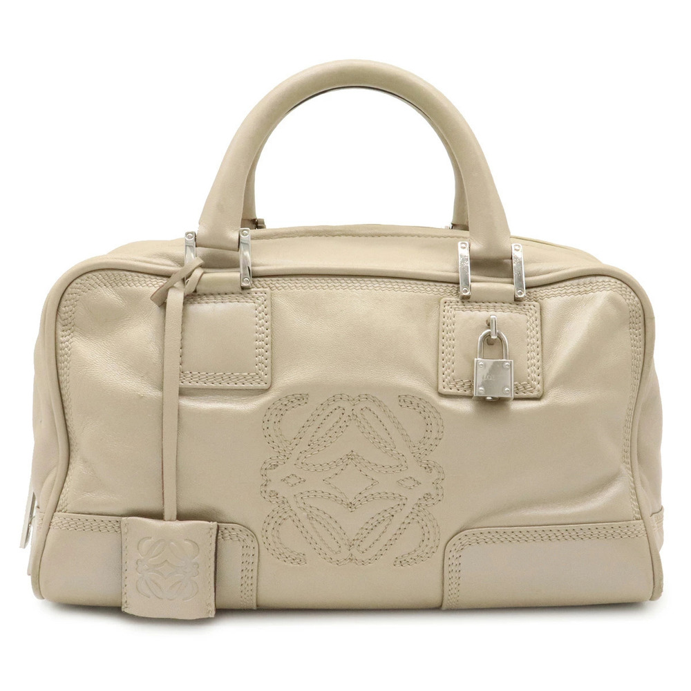Loewe Amazona Handbag Boston Bag Leather Pearl Beige Cream